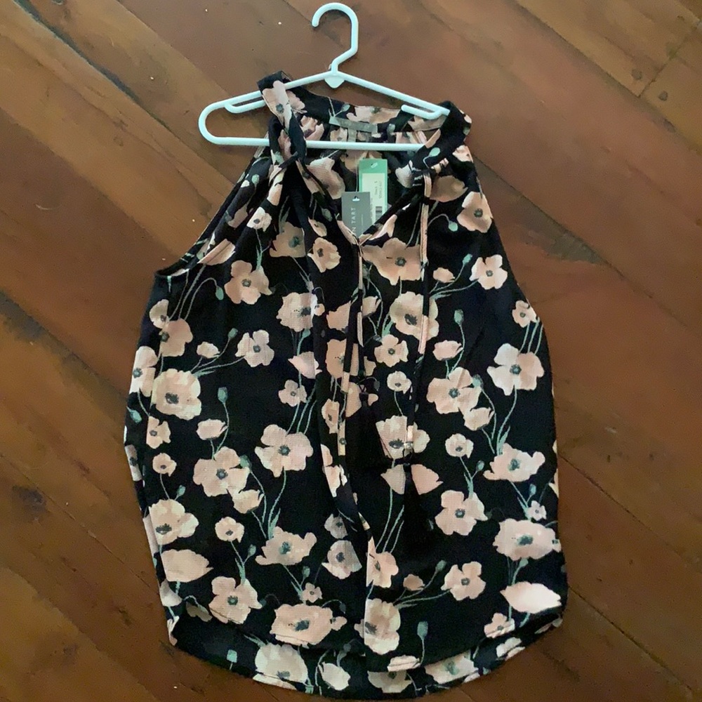 FLORAL HIGH NECK BLOUSE, NEW WITH TAGS